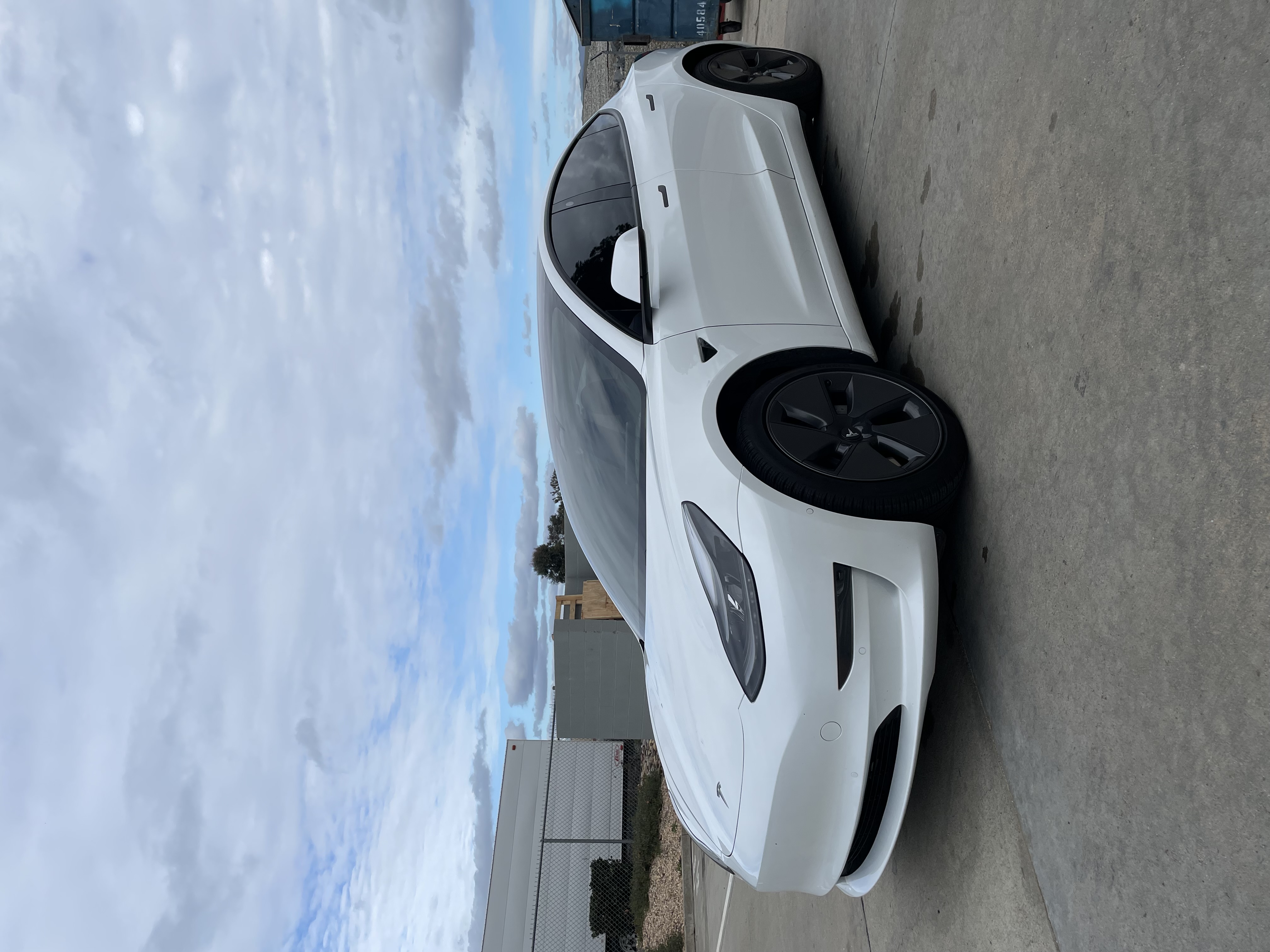 White Tesla with fresh tint
